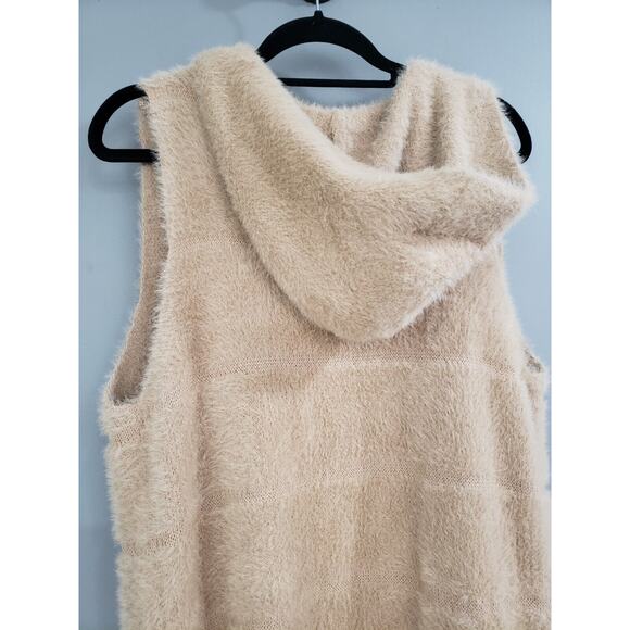 Do Everything‎ In Love Open Front Cardigan Duster Vest Long Faux Fur HOODED - Picture 7 of 8
